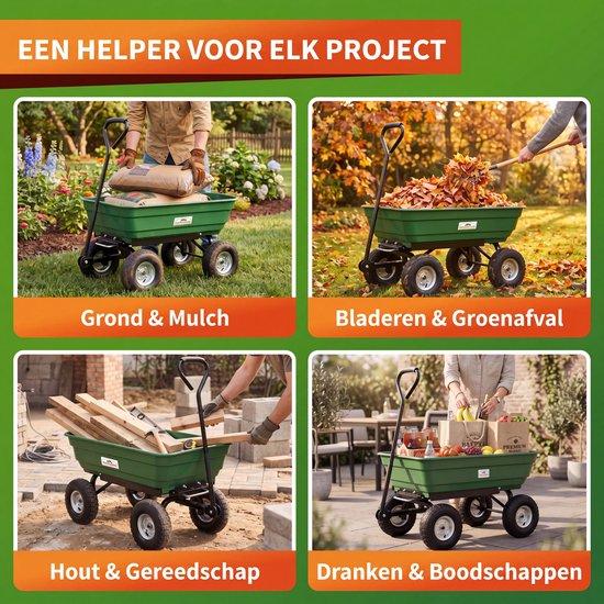 Gardebruk Tuinkar - met Kiepfunctie 103,5x51x92,5cm - Groen van Gardebruk — afbeelding 2