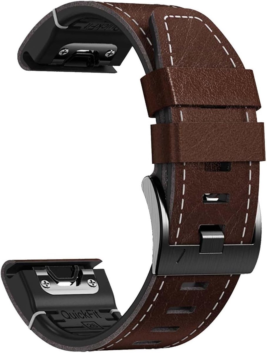 Genuine leren horlogeband van 22 mm, vervangende strap voor Fenix 7, Fenix 6, Forerunner 935 en Instinct 2, comfortabele en duurzame smartwatch band