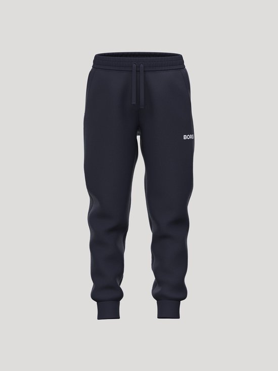 Pantalon de jogging bleu foncé Björn Borg avec logo blanc sur la jambe gauche.