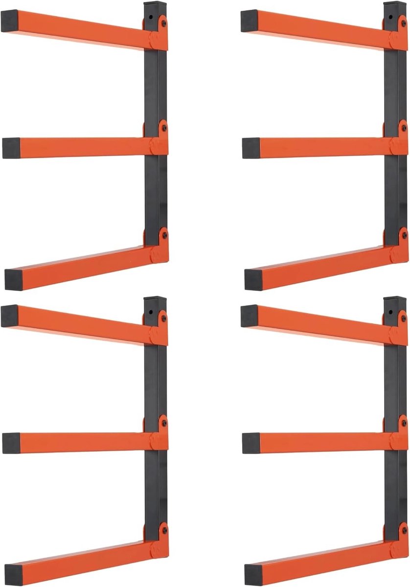 Zware metalen wandgemonteerde krukset van 4 voor houtopslag - Geschikt voor hout, buizen en ski's, ideaal voor garage en kelder, tot 325 kg draagvermogen