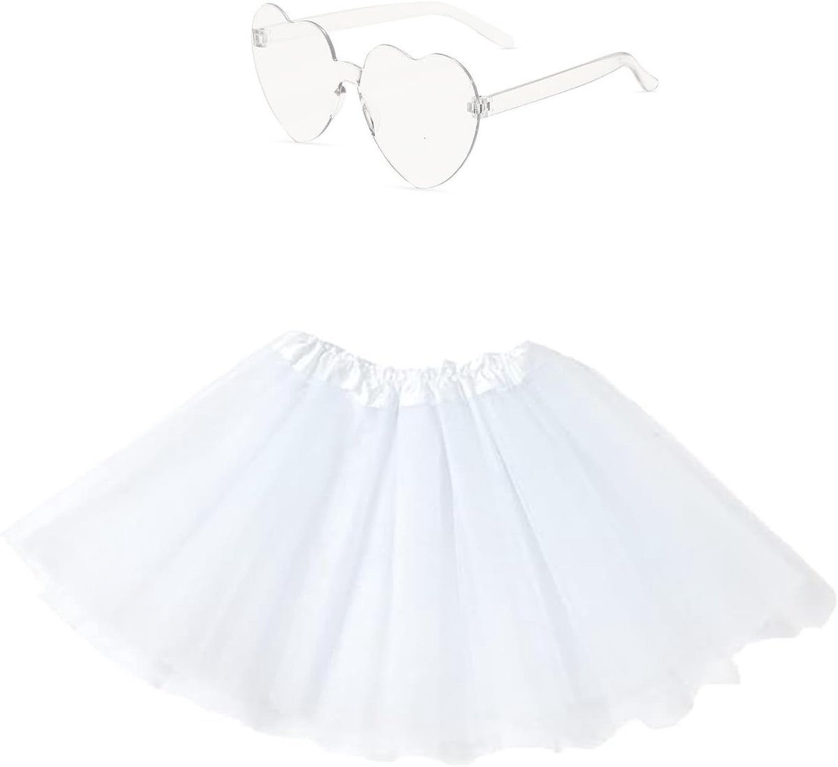 2-delige 80s Tutu Rok en Zonnebril Set voor Volwassenen - Kleurrijke Retro Outfit voor Halloween en Feestelijke Kostuums voor Vrouwen en Meisjes