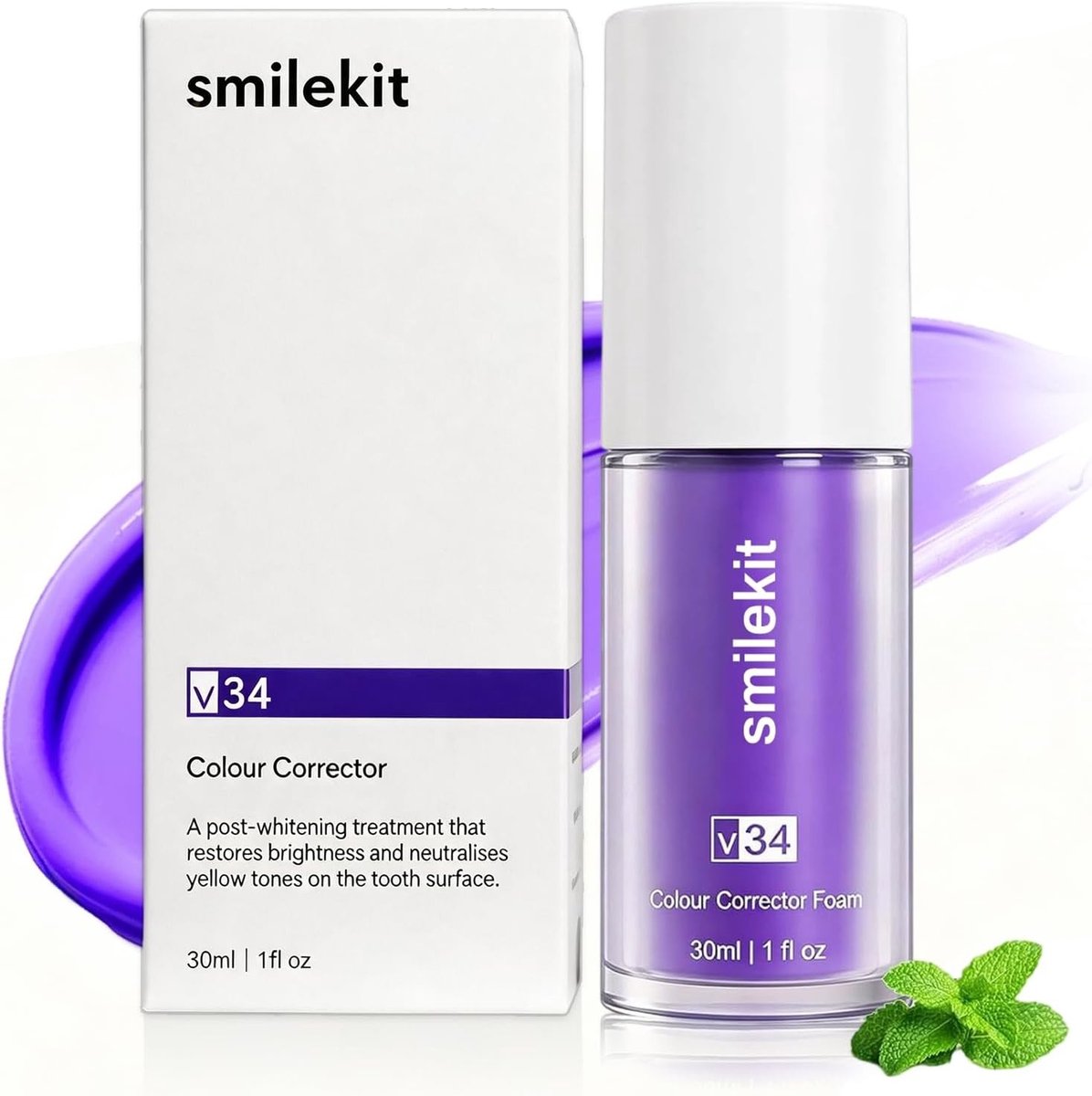 Kleurcorrectie Tandpasta voor Witte Tanden, 30ml Paars, Verheldert Gele Tanden, Dagelijks Gebruik, Langdurige Frisse Adem