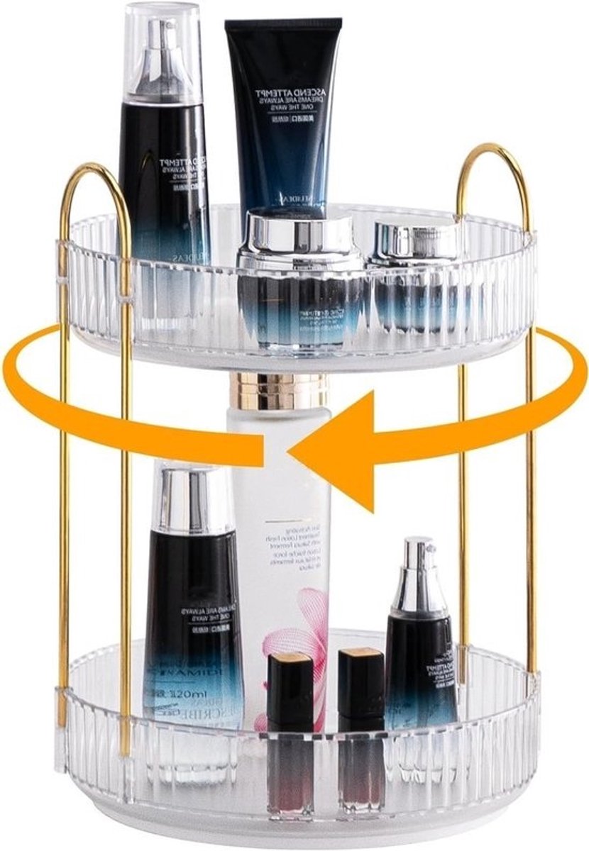Draaibare Make-up Organizer - Cosmetica Opberger - Toilettafel Organiseren - 360 Graden Rotatie - 23x23x32cm - Transparant