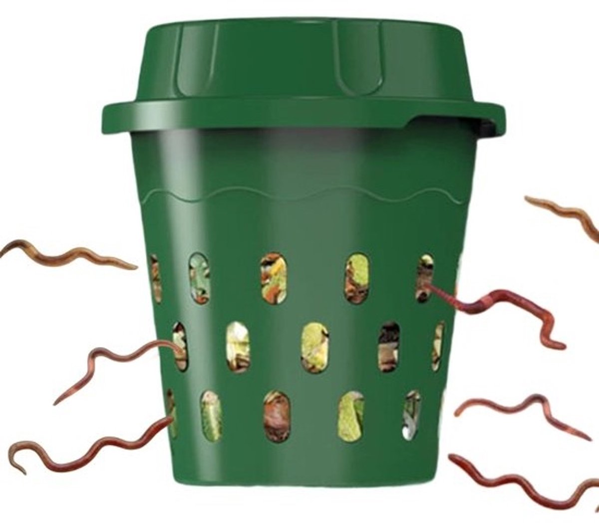Compostbak Wormen - Wormenbak Tuin - Organische Mest Maken - Efficiënte Luchtcirculatie - 26 cm Hoog - Groen