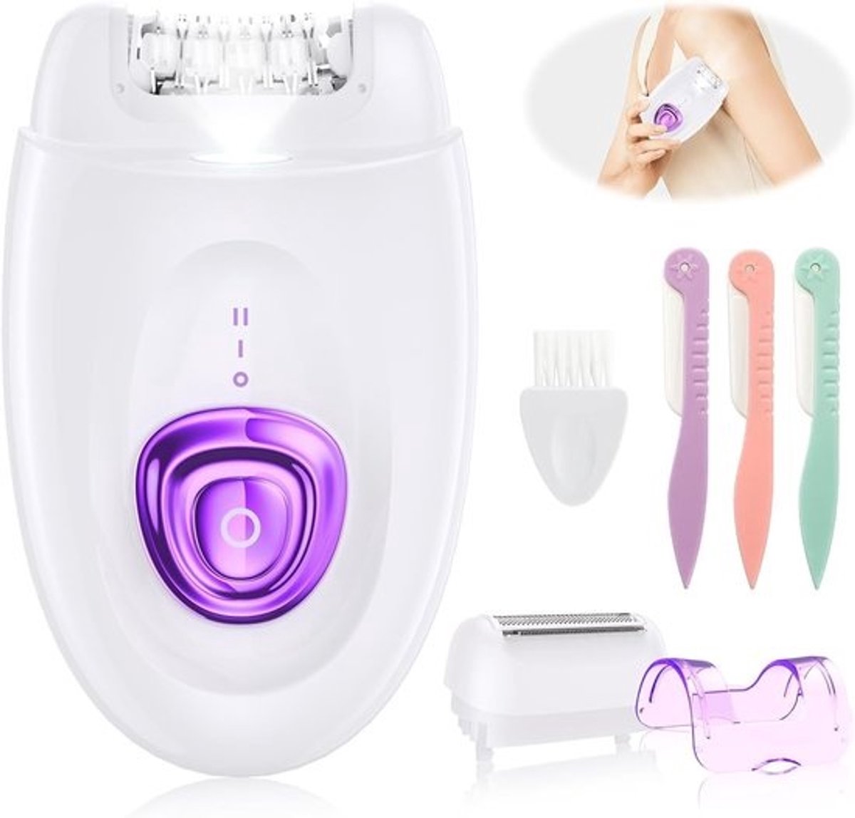 Epilator voor dames - Ontharingsapparaat scheerapparaat - Gladde huid - 2 in 1 functie - Draadloos reisformaat