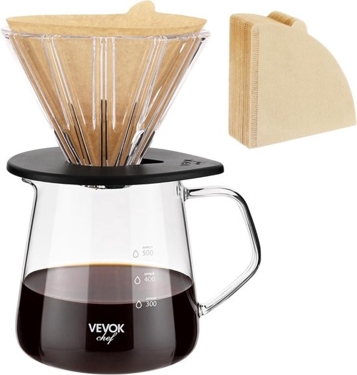 Koffiezetapparaat - Verse koffie - Handmatig zetten - Vaatwasserbestendig - 21x14x16 cm - Transparant
