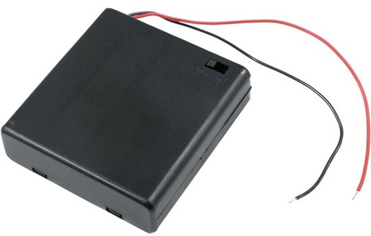 Batterijhouder AA - Batterijbox met schakelaar - Elektronica projecten - Met aan/uit schakelaar - 6.4 x 7.5 cm - Zwart