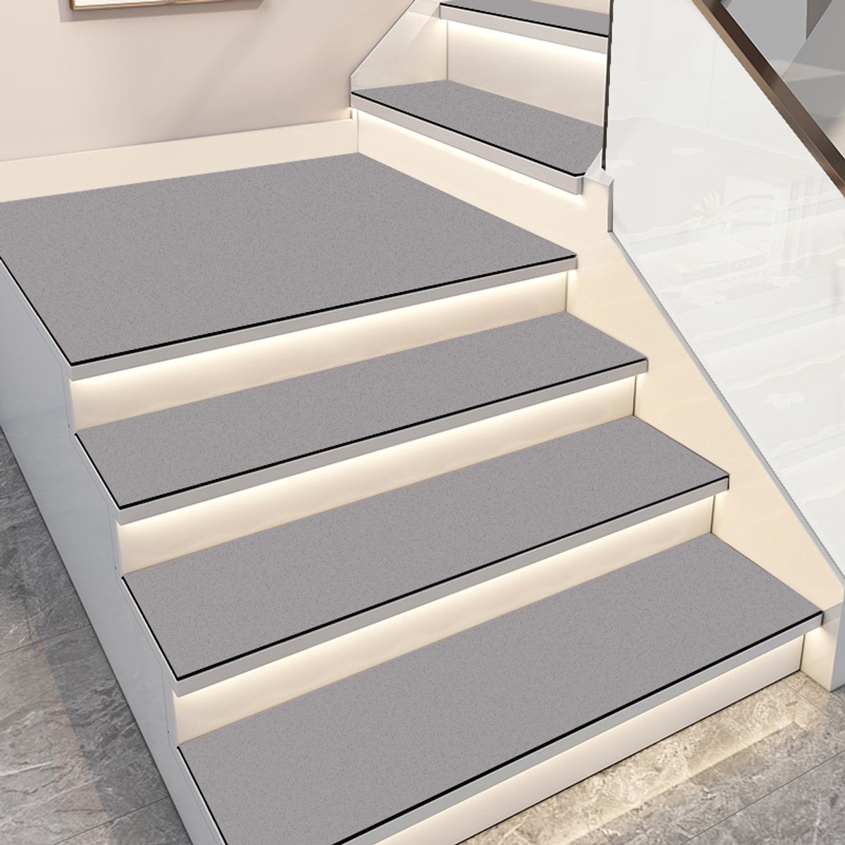Traptreden matten set - Grijs - 26*65 cm - 3 stuks - Diatomeeënaarde materiaal - Antislip - Waterabsorberend voor binnentrappen thuis