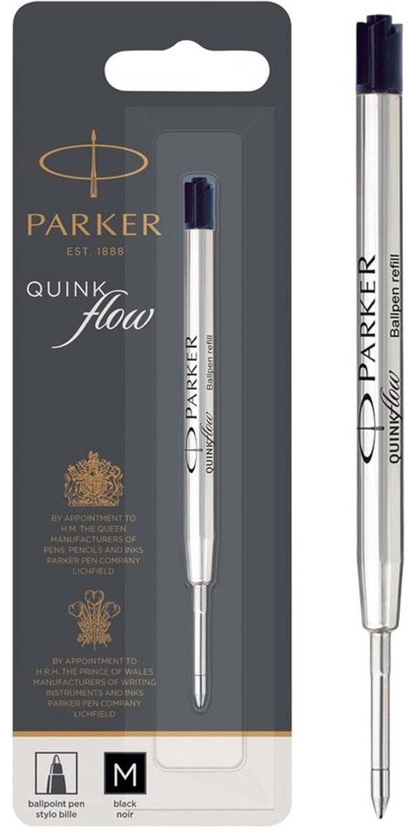 Balpenvulling Zwart M Lijndikte voor Parker Balpennen - Set van 12 Stuks