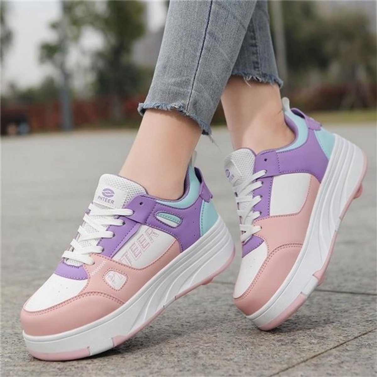 Meisjes Sneakers met Wieltjes - Inklapbare 2-in-1 Sportschoenen
