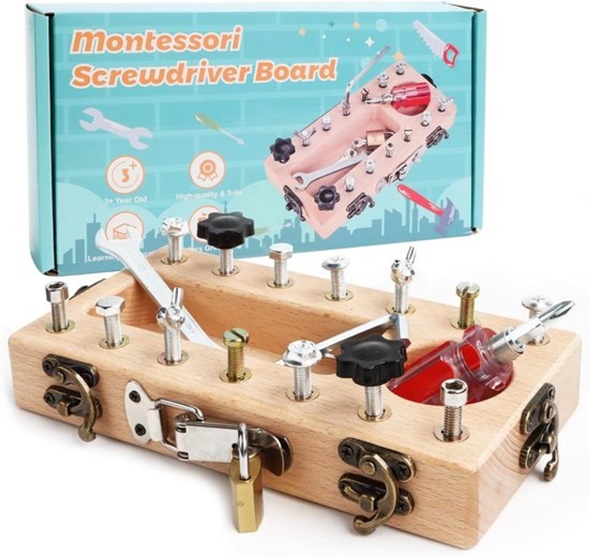 Houten Montessori Schroevendraaier Speelgoed voor Fijne Motoriek - Educatief Hout Speelgoed 3-5 Jaar