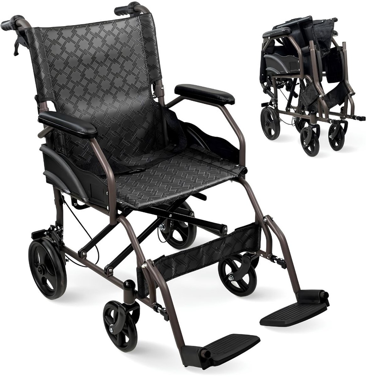 TYR® Rolstoel - Transportstoel - Opvouwbare Rolstoel - Zwart - 74cm x 73cm x 27cm