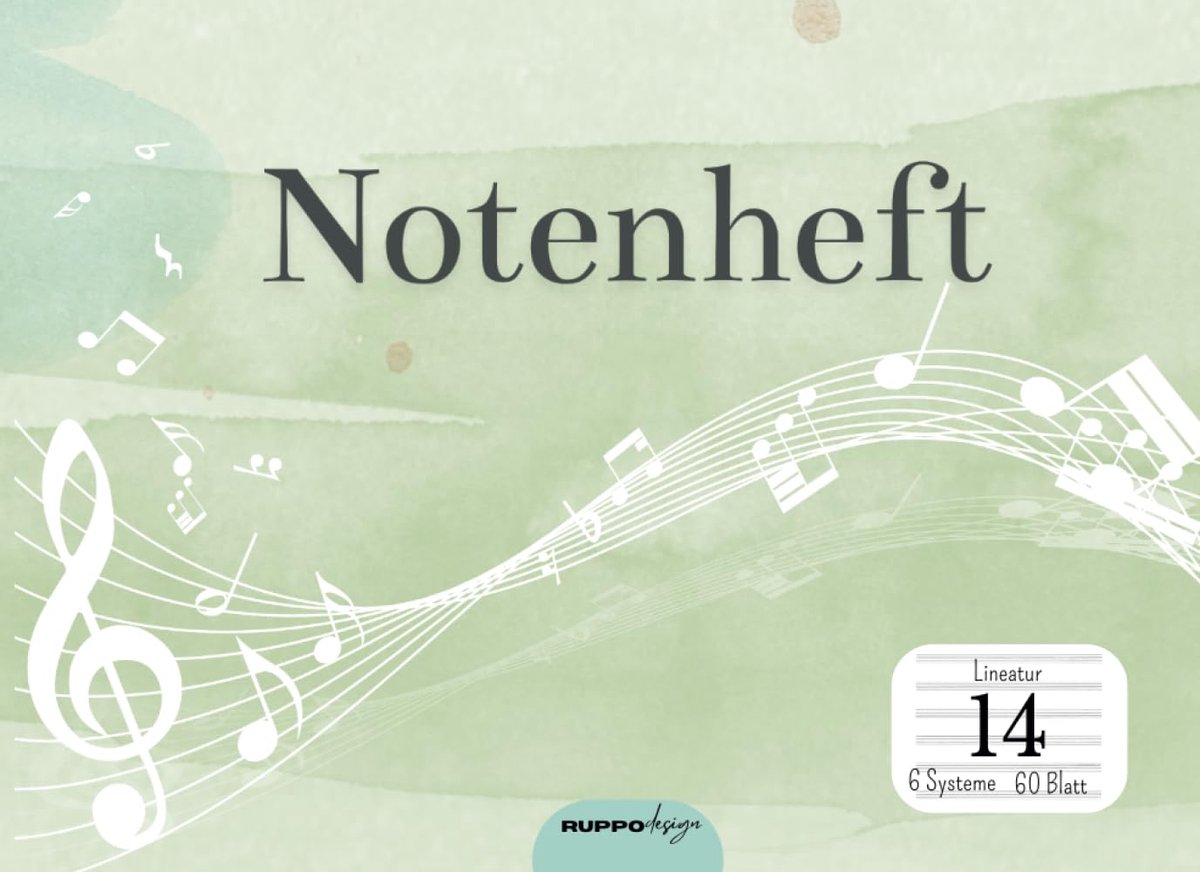 Notenheft: DIN A5 Notenlinienheft, Notenbuch für den Musik-Unterricht, A5 Blanko Notenpapier, Musiktheorie Schule, 60 - ShopVlot