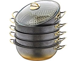 Stoomkoker - Stoompan Mantowarka - Gezond Koken - Granieten Antiaanbaklaag - 64 Liter - Keramiek Design