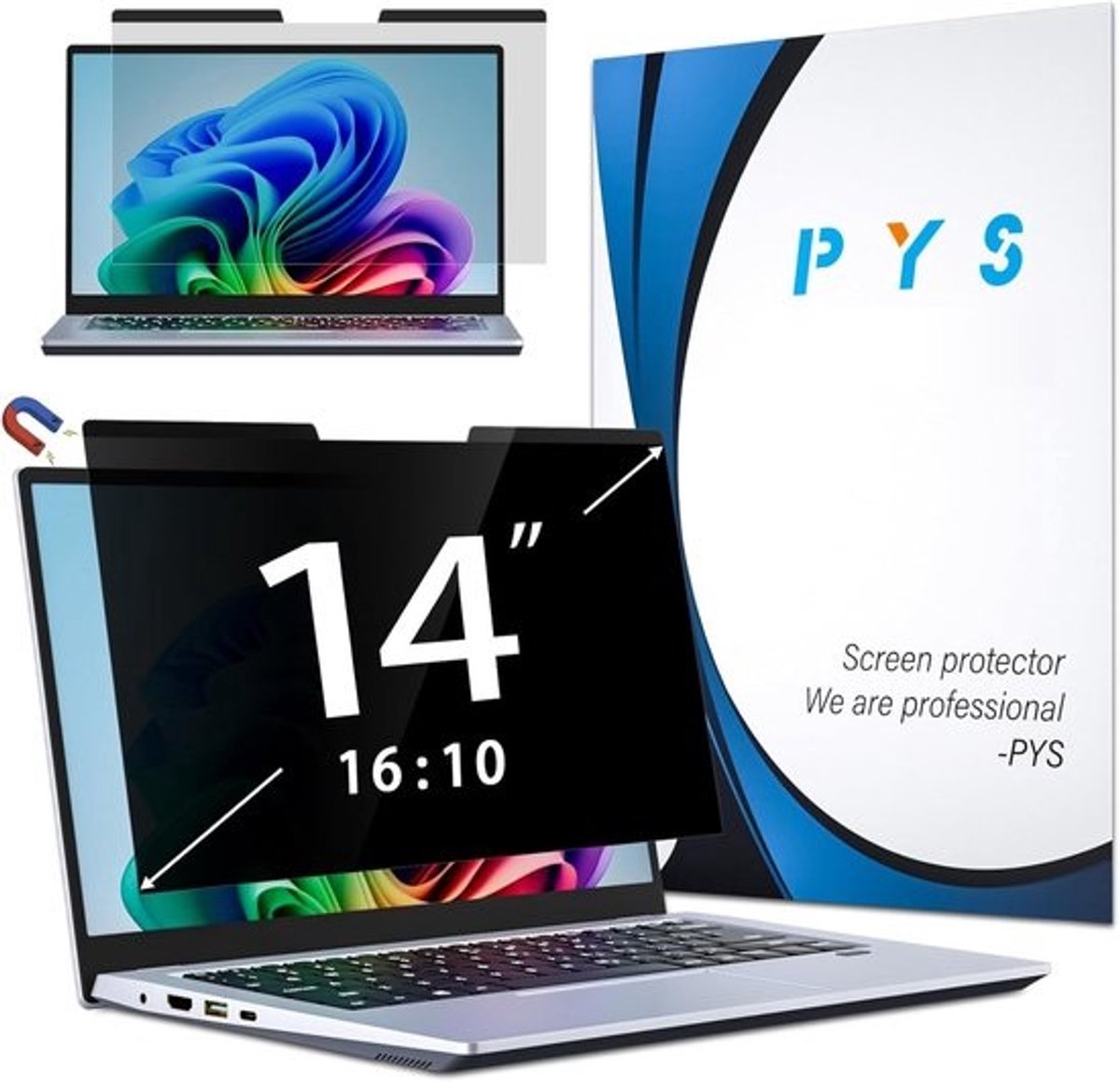Magnetisch Privacy Scherm 14 inch (16:10) - Anti-Blauw Licht en Anti-Glare Bescherming voor Laptop