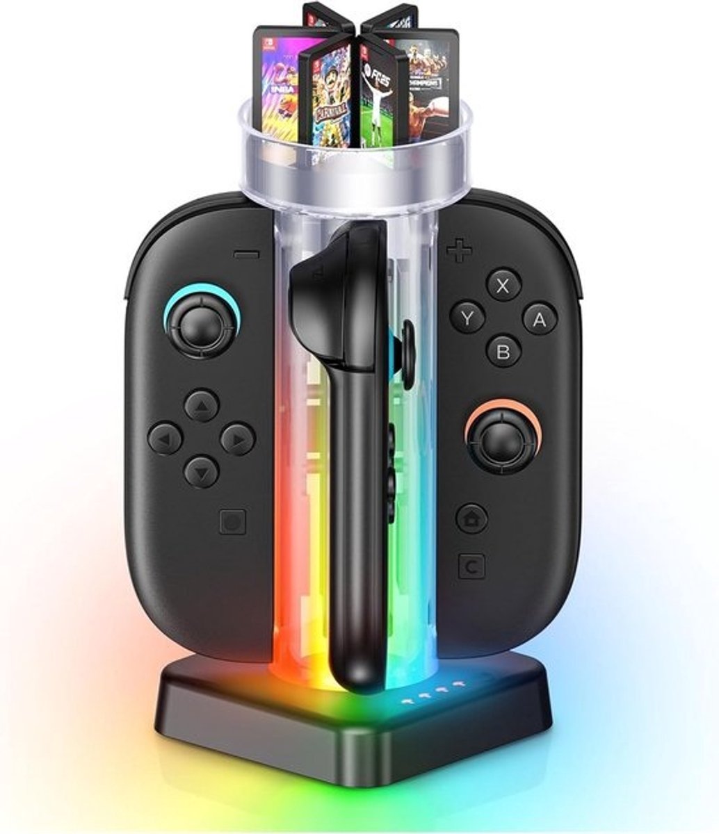 Oplaadstation voor Switch 2 Joy-Con en controllers met RGB-licht