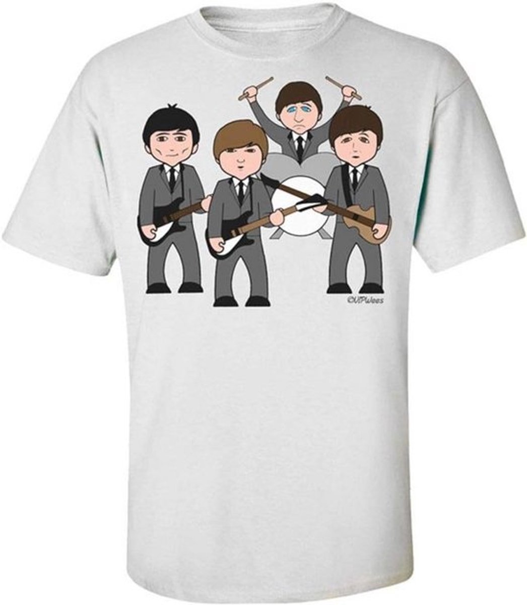 Heren T-Shirt met Muzikant Karikatuur - 100% Biologisch Katoen