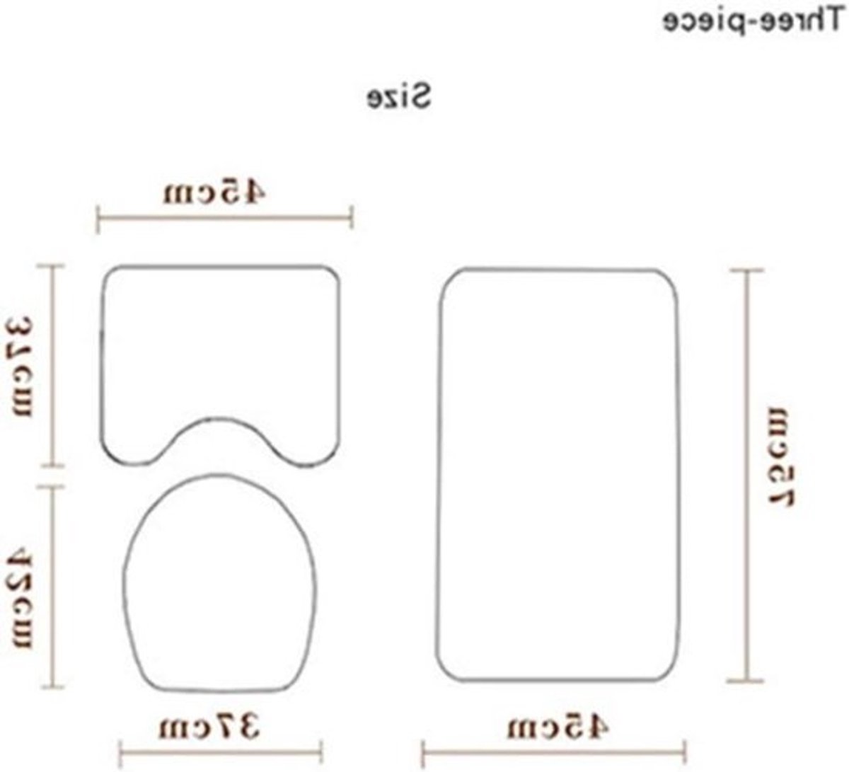 Antislip Badkamermat Set - 3-delige Polyester Badmat, Voetstuk- en WC-Bril Cover