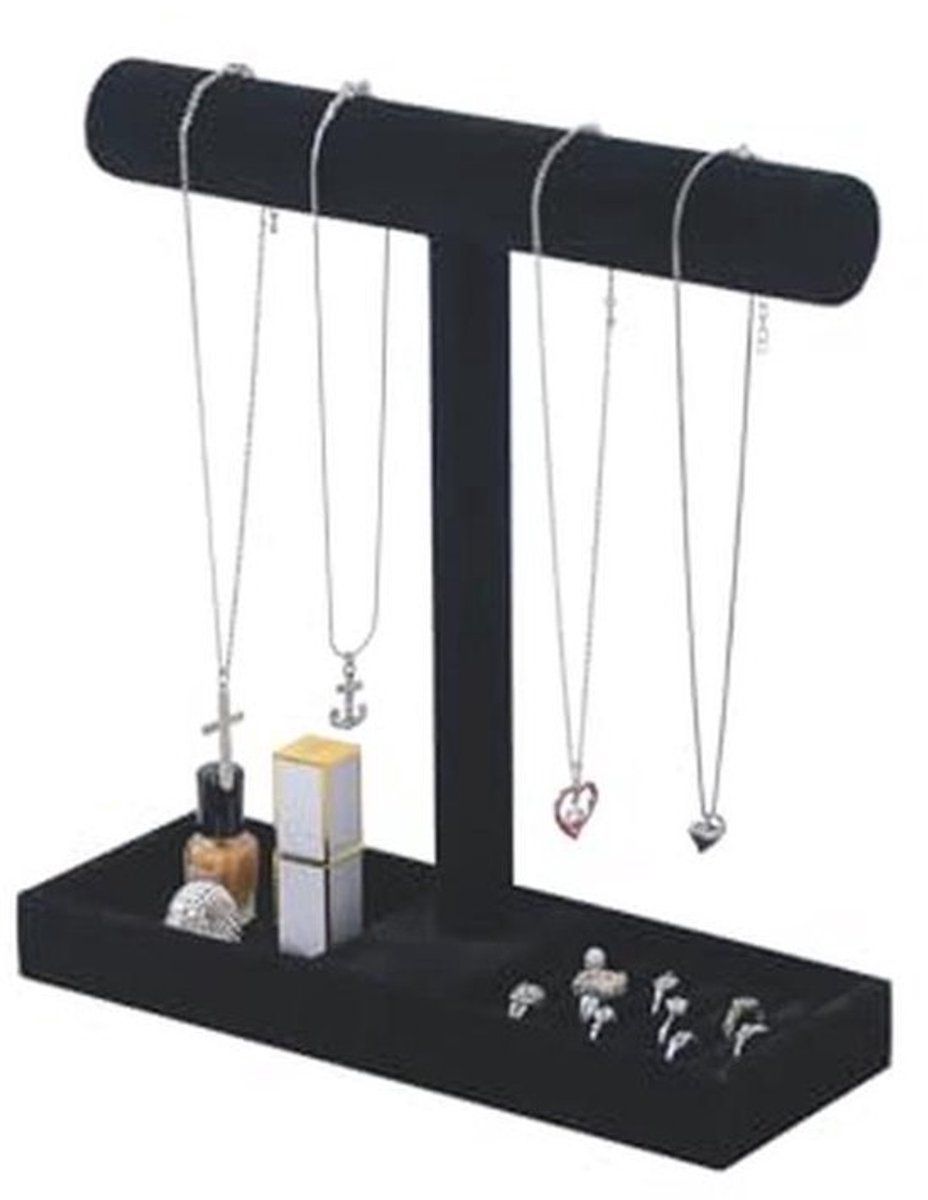 Multi-use sieradenhouder standaard voor kettingen, armbanden en ringen - Fluwelen organizer met dienblad voor thuisgebruik