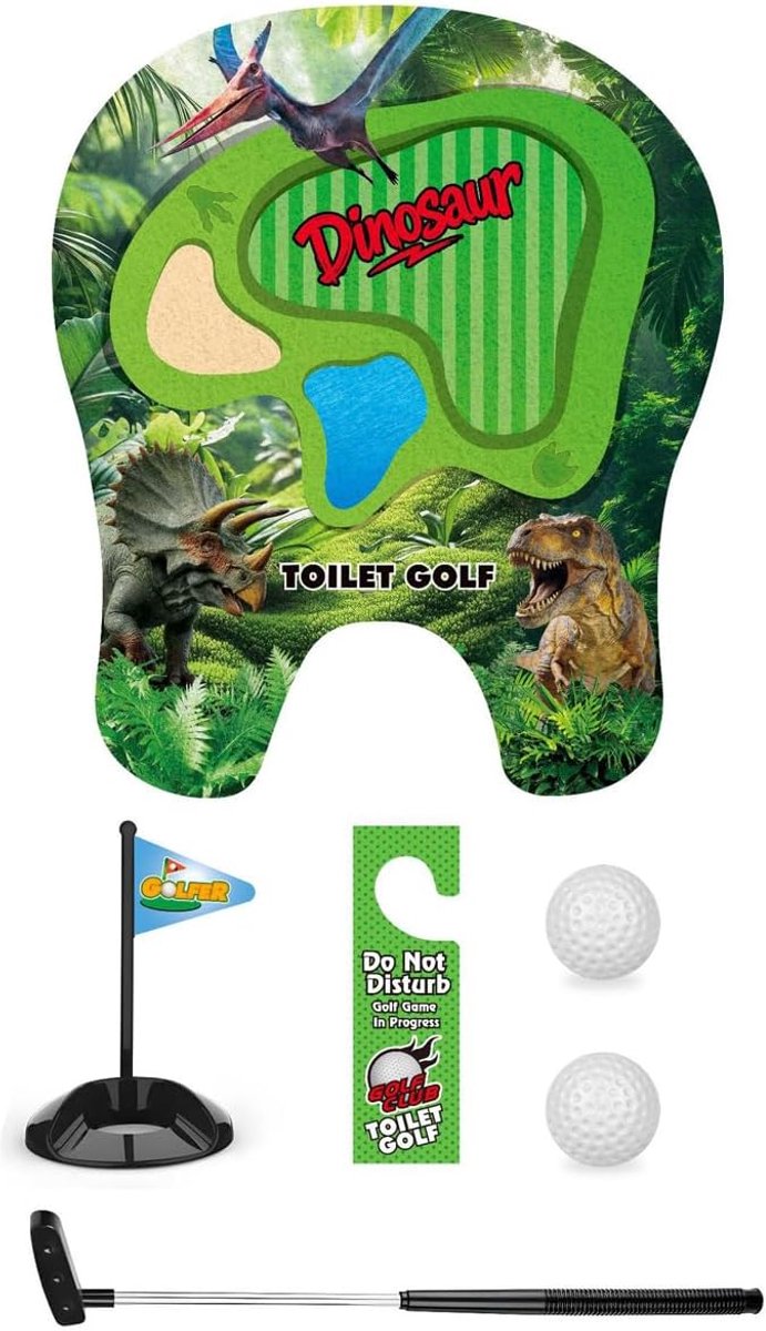 Toiletgolf, Toilet Golfspel, Mini Golfset voor op het Toilet, met Puttingmat, Putter, 2 Golfballen, Vlaggetje en Deurhanger, Grappig Cadeau voor Mannen en Golfliefhebbers