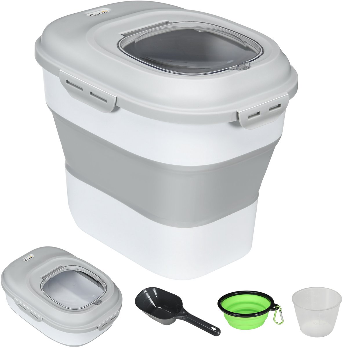 1 stuk - Opvouwbare droge voedselverhoud - max. gewicht 25 kg - met accessoires - 4x32x37 cm - grijs