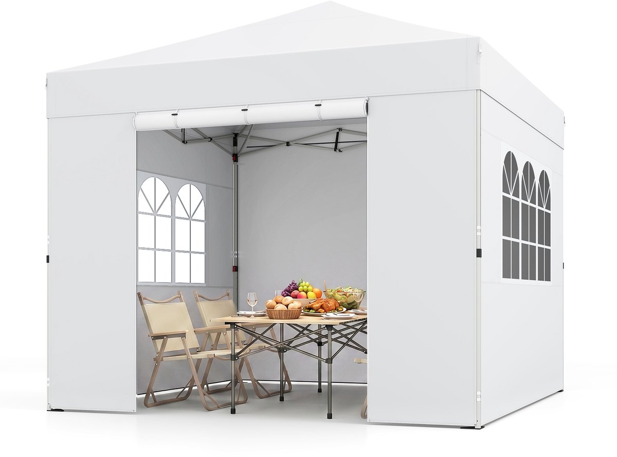 SureDeal® - Partytent - Opvouwbare Waterdichte Tuinpaviljoen - Afneembare Zijwanden Metalen - 300x300x264 cm - Wit