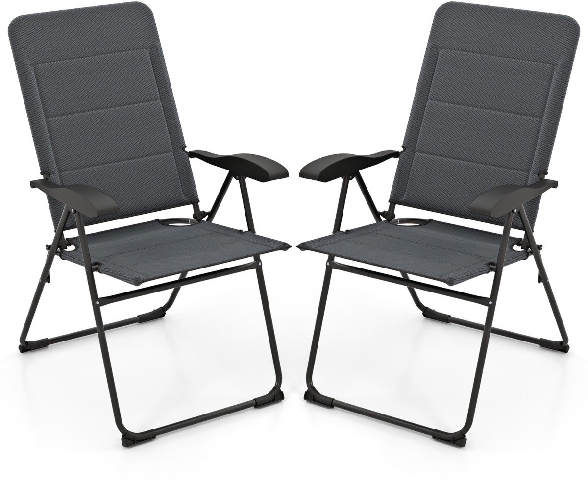 SureDeal® - Tuinstoel - 2-delige Tuinstoelen - Voudig Verstelbare Rugleuning - 59x64,5x101 cm - Grijs