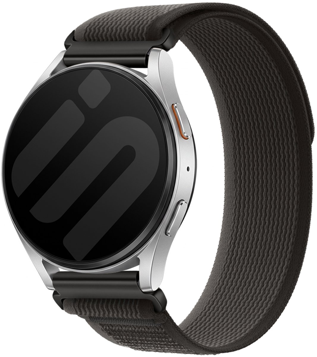 Strap-it Nylon Trail bandje geschikt voor Garmin Vivoactive 4 / Garmin Venu 4 - 45mm / 3 / 2 / Garmin Forerunner 570 - 47mm / 265 / 255 - Zwart/Grijs