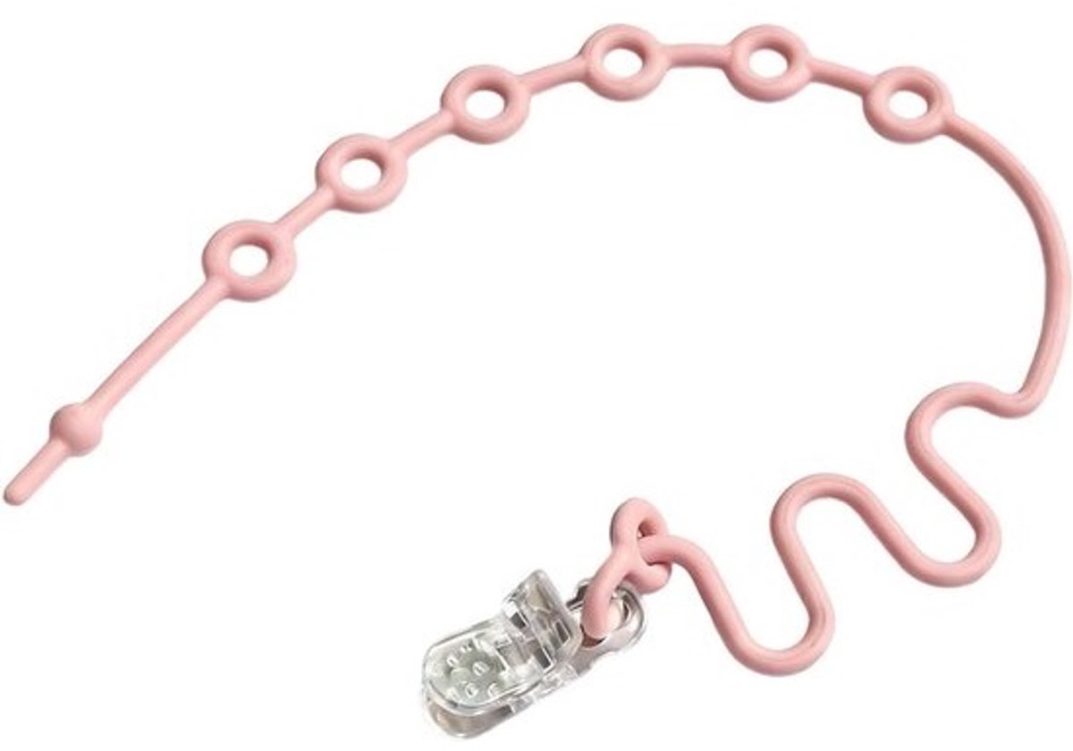 Speelgoed Veiligheidsriemen - Fopspeen Clip Riemen - Spullen Bevestigen - Verstelbare Lengte - 8 x 8 x 1.5 cm - Roze