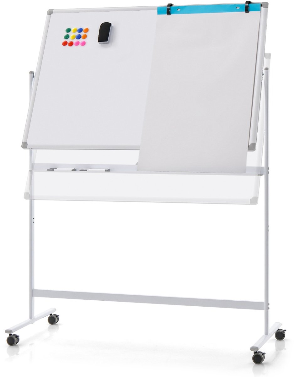 SureDeal® - Whiteboard - Dubbelzijdig Verplaatsbaar Magnetisch - 56x128x145 cm - Wit