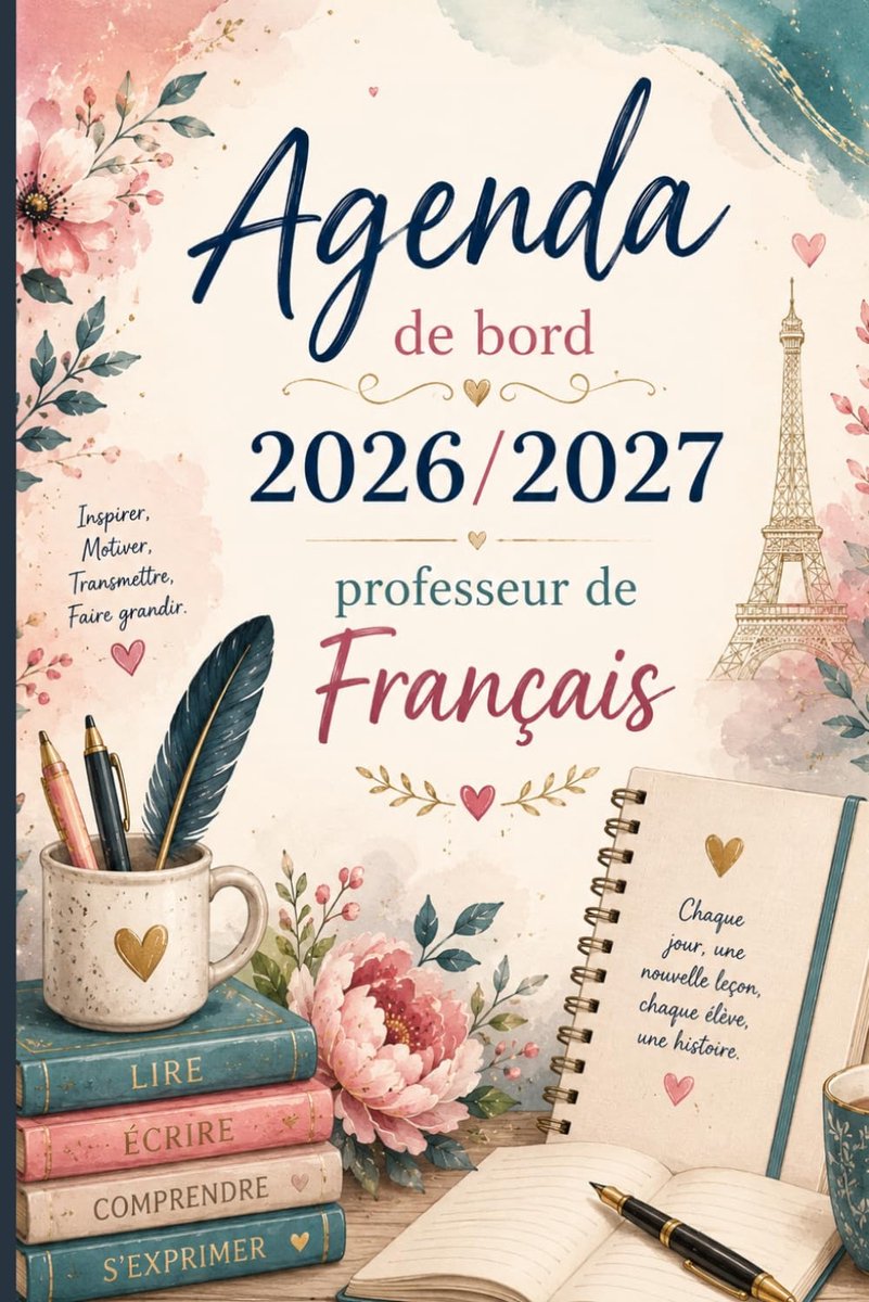 Agenda de Bord 2026-2027 – Professeur de Français: Planificateur scolaire complet avec calendrier, emploi du temps - ShopVlot