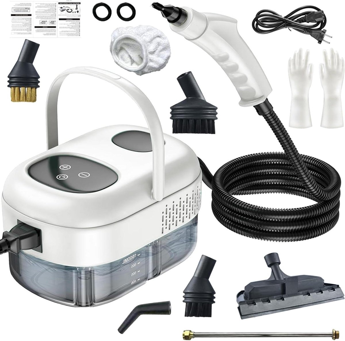 Hand Stoomreiniger - Stoomapparaat - Huis Reinigen - Snelle Opwarming - 1 Liter Tank - Wit