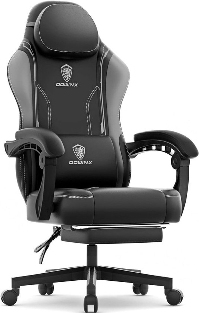 Gamingstoel met Rugleuningverstelling, Hoofdsteun, Lendensteun, 150 kg, PU Leather, 90-145°