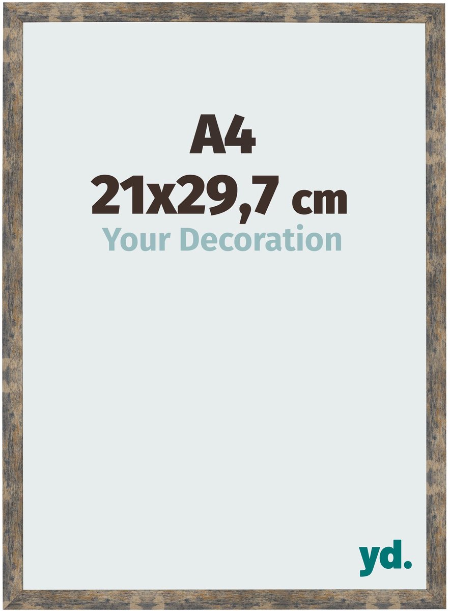 Your Decoration - Fotolijst A4 21x 29,7 cm - MDF - Blauw Goud Gemeleerd - Bologna