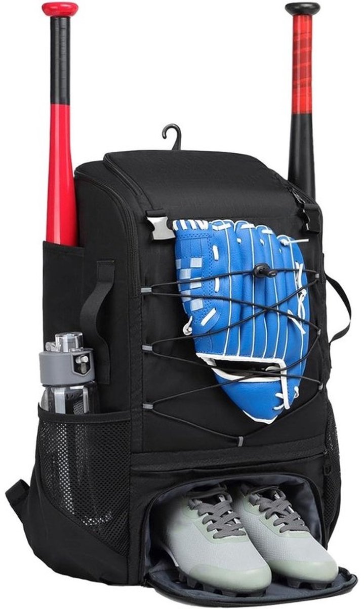 Honkbaltas - Softbaltas Kinderen - Sportuitrusting Vervoeren - Grote Capaciteit - 53 x 35 x 23 cm - Zwart