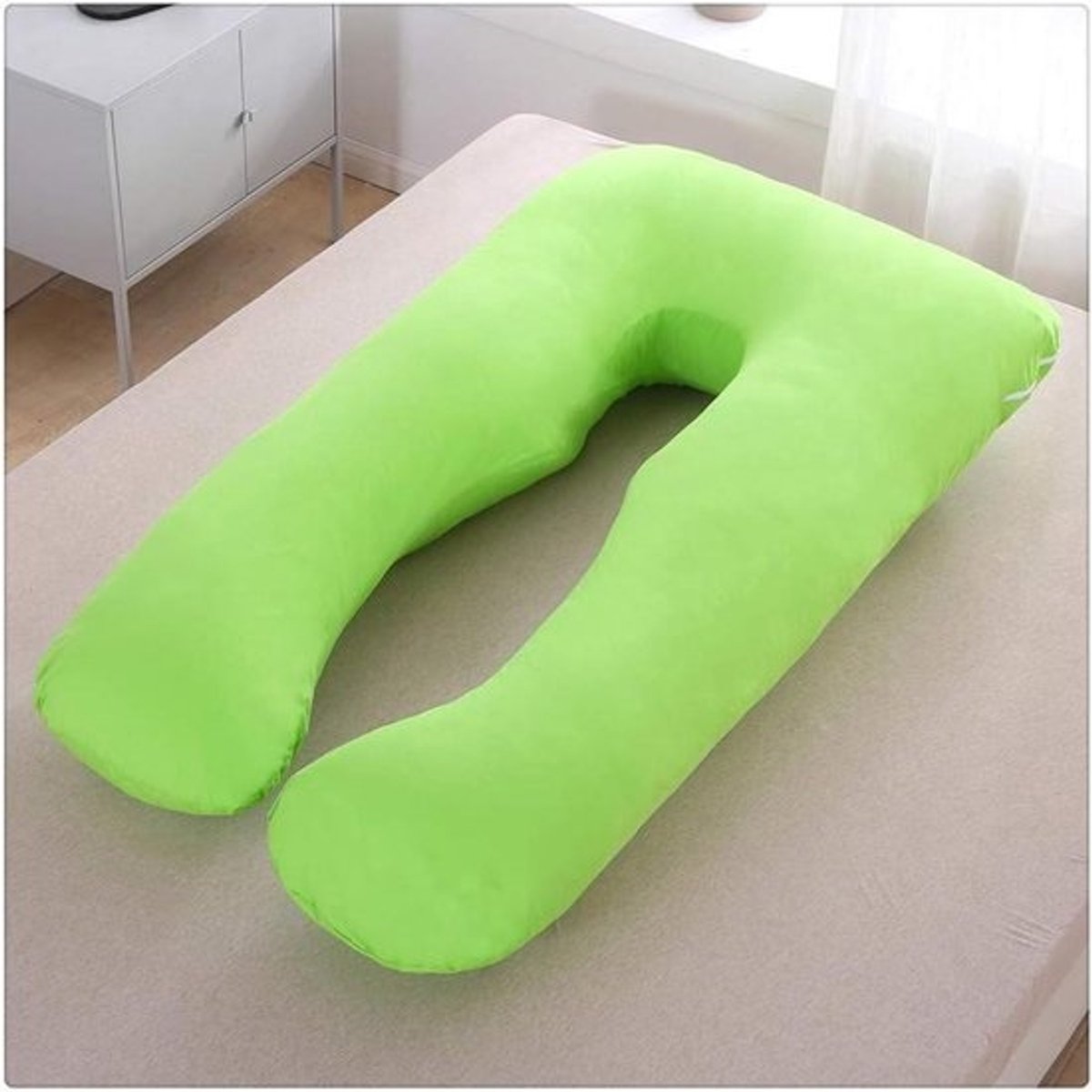 Zwangerschapskussen - Verpleegkussen Body Pillow - Comfortabel Slapen - Uniek U-vormig Design - 80x140 cm - Groen