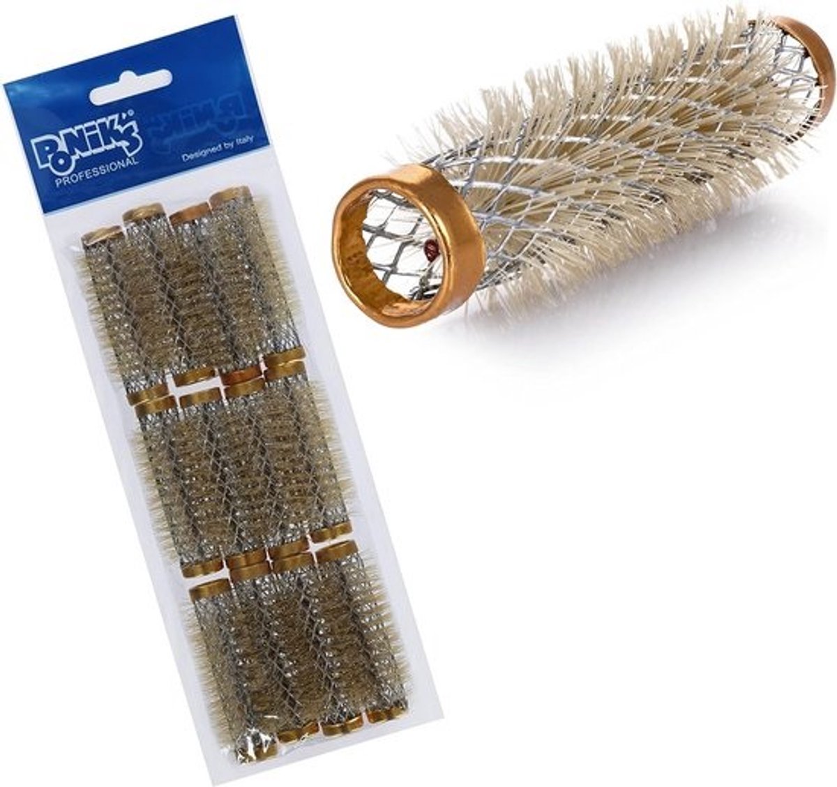 Set van 12 Metalen Haarrollers met Borstels voor Duurzame Kruldefinitie