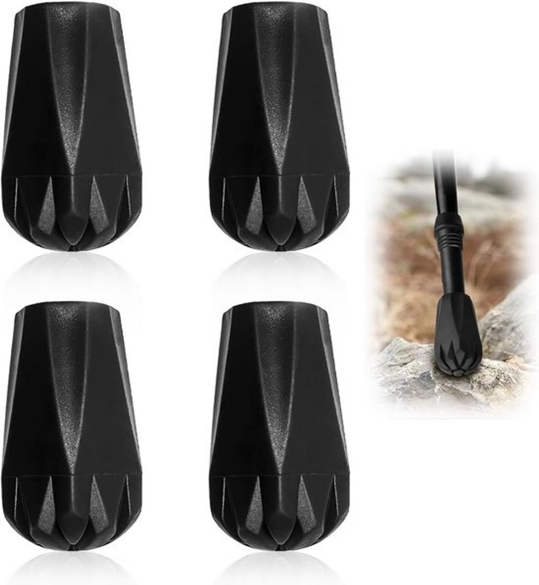 4 Stuks Rubberen Doppen voor Nordic Walking Stoken (12 mm) - Antislip Wandelstok Accessoires