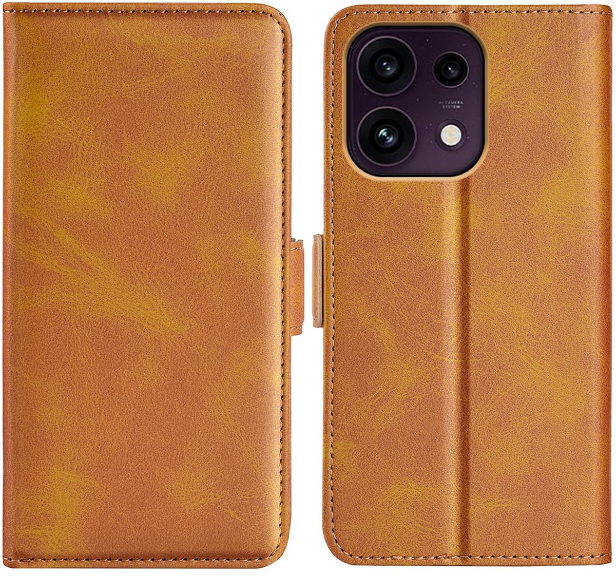 MobyDefend Hoesje - Geschikt voor Oppo Reno16 F/FS - Luxe Wallet Book Case (Sluiting Zijkant) - Lichtbruin