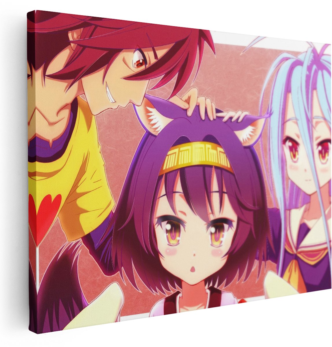 Artaza Canvas Schilderij No Game No Life - 160x120 cm - Groot - Wanddecoratie Anime Personages - Muurdecoratie Slaapkamer - Schilderijen Op Canvas Steph