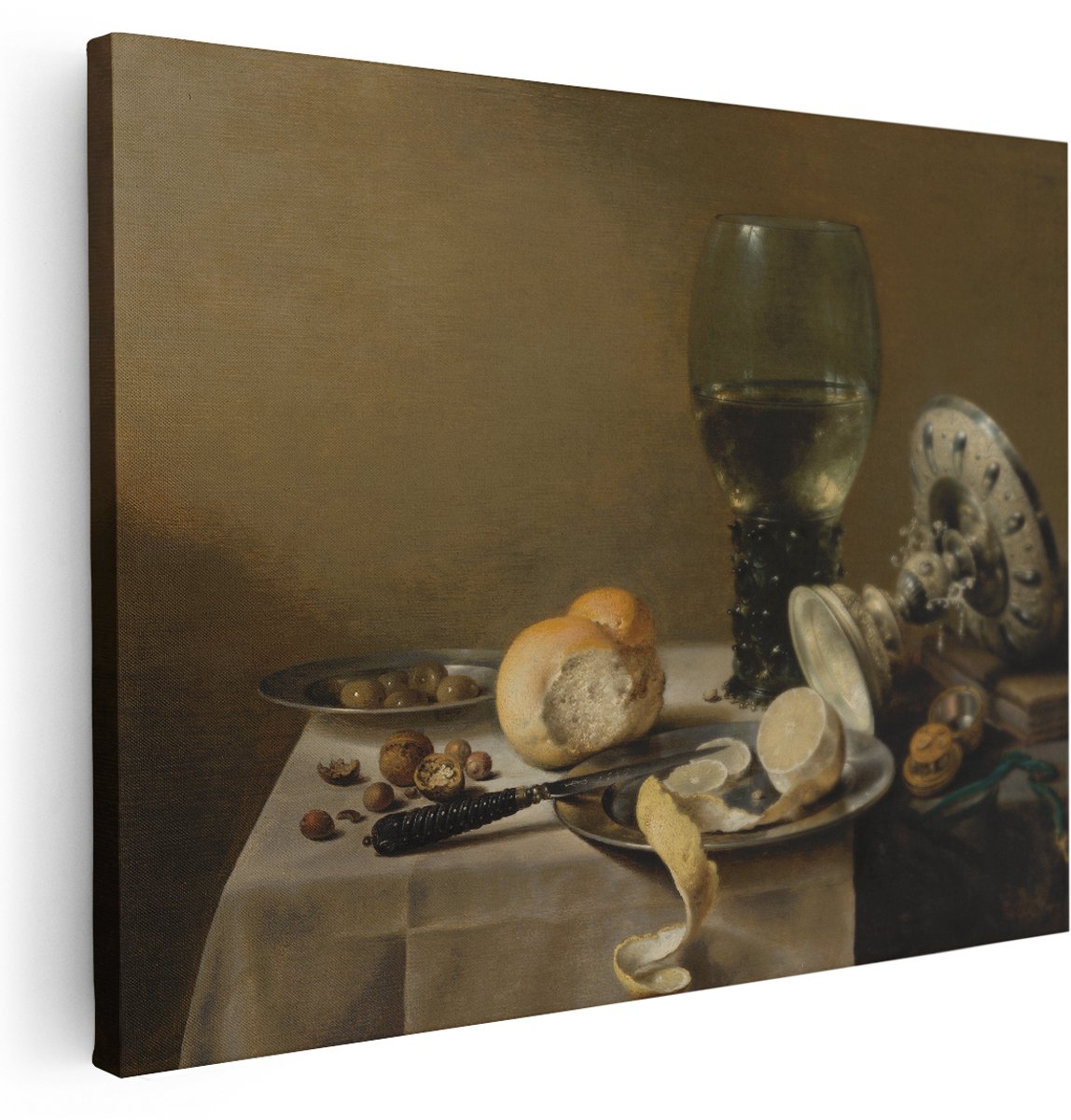 Artaza Canvas Schilderij Stilleven met Tazza - Pieter Cleasz - 160x120 cm - Groot - Poster Foto op Canvas - Canvas Print