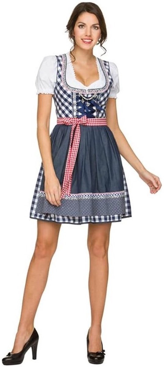 Duits Oktoberfest dameskostuum met geruite dirndl jurk