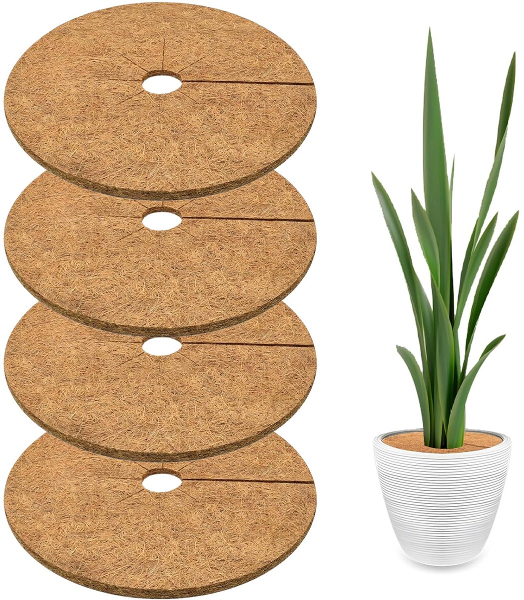4 Stuks Ronde Zachte Kokosmat - Ademende en Slijtvaste Vorst- en Koudebescherming voor Buiten Potplanten Winteroverwintering - Bruin - Ø 25 cm