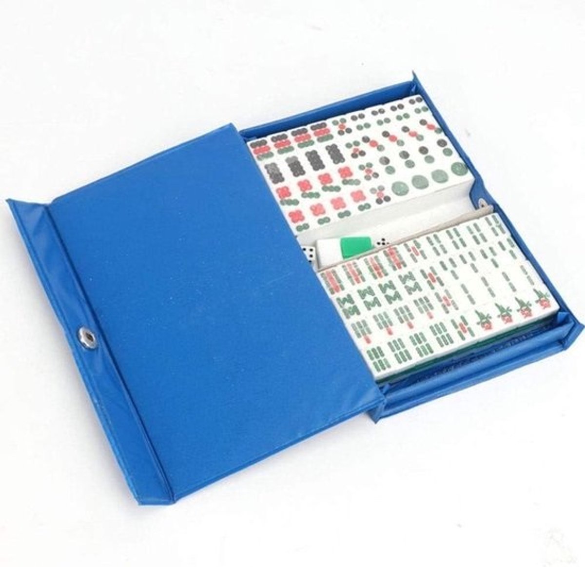 Mini Mahjong Set - Draagbaar Spel - Familie Entertainment - Krasbestendig Materiaal - 16x11x8mm - Blauw