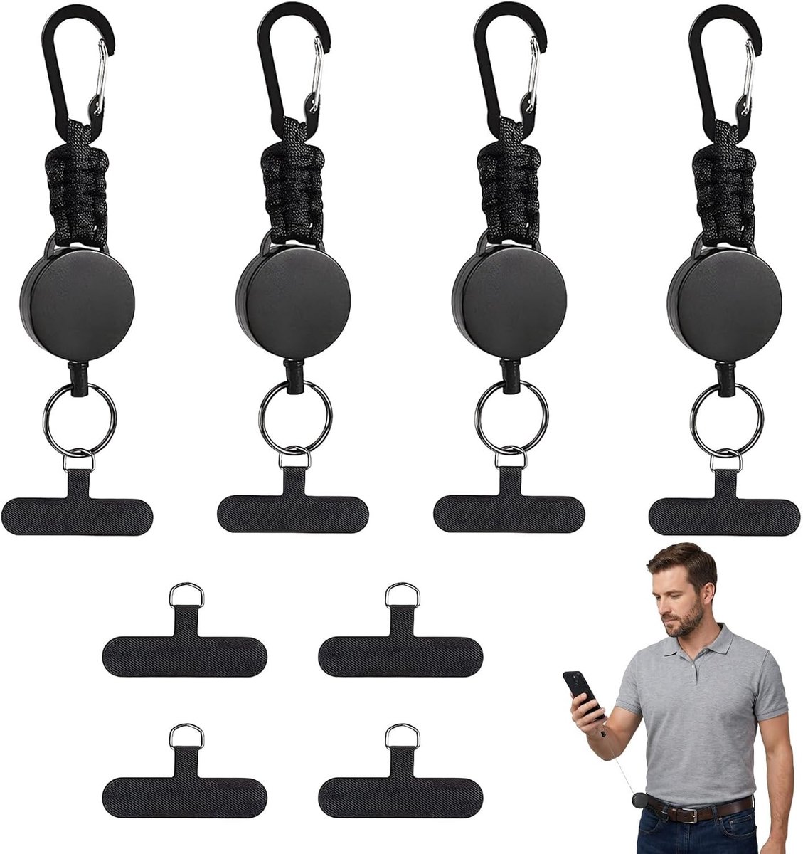 Complete 4-delige beveiligingsset voor mobiele telefoons met 8 stevige telefoonhouders en extra accessoires