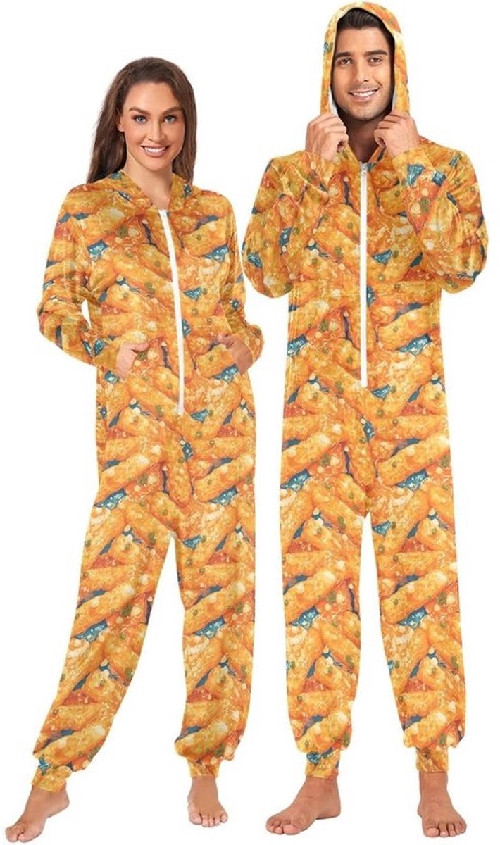 Gekke Onesie - Kostuum Pyjama - Feest Kleding - Zachte Velvet Stof - Volwassen Maten - Geel