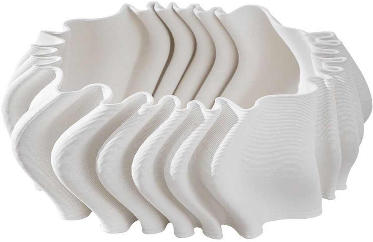 Fugurato Ella Schaal Wit - Keramiek met Golvend 3D-Reliëf - Ø27,5 x H11 cm