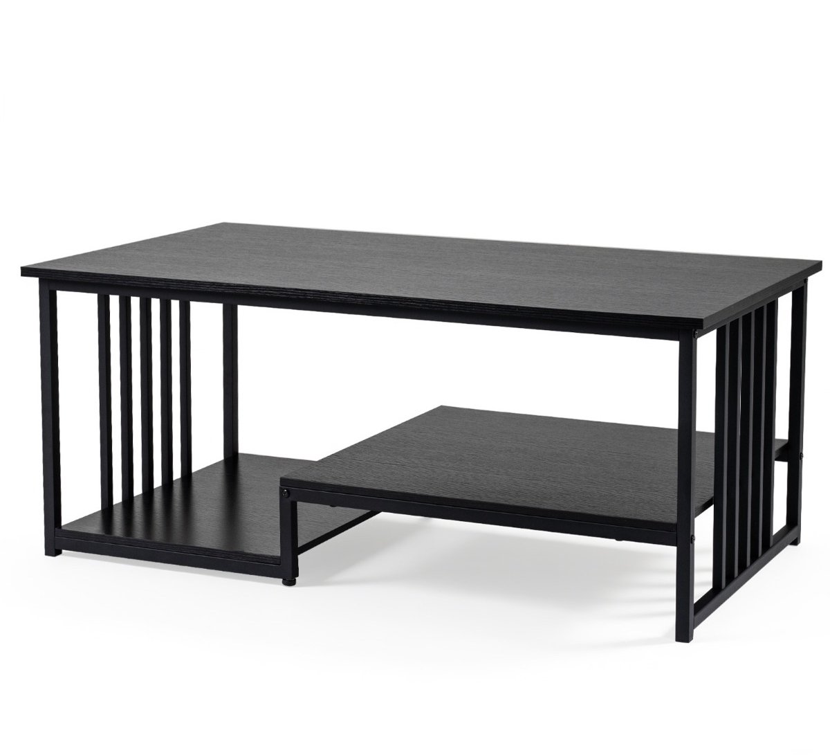 SureDeal® - Salontafel - Rechthoekige Tafel - Legvlakken - Stevig Metalen Onderstel - Snacktafel - 110x60x45 cm - Donkerbruin