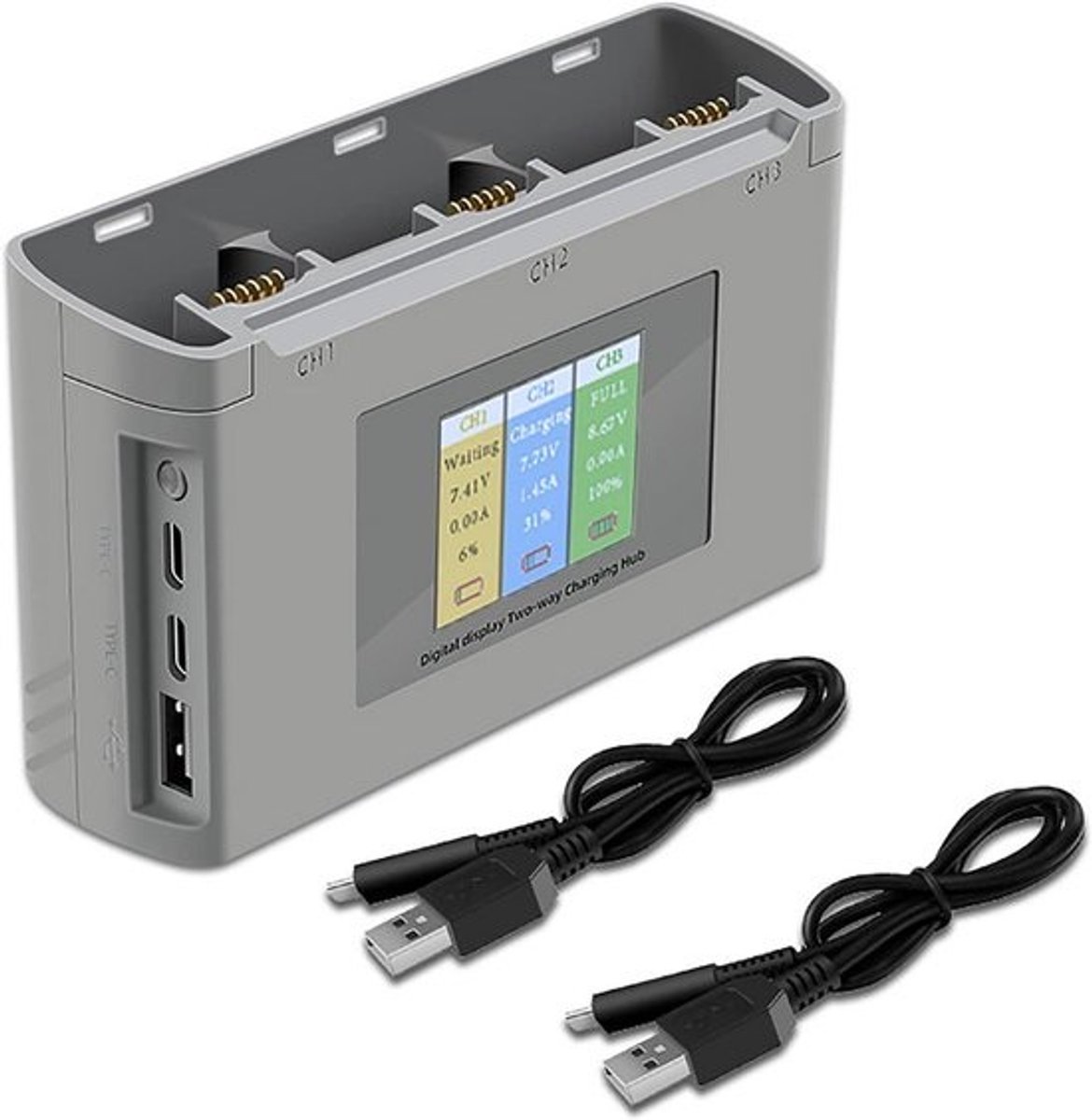 USB LCD-scherm Batterijlader Tweerichtings Oplader voor Drones