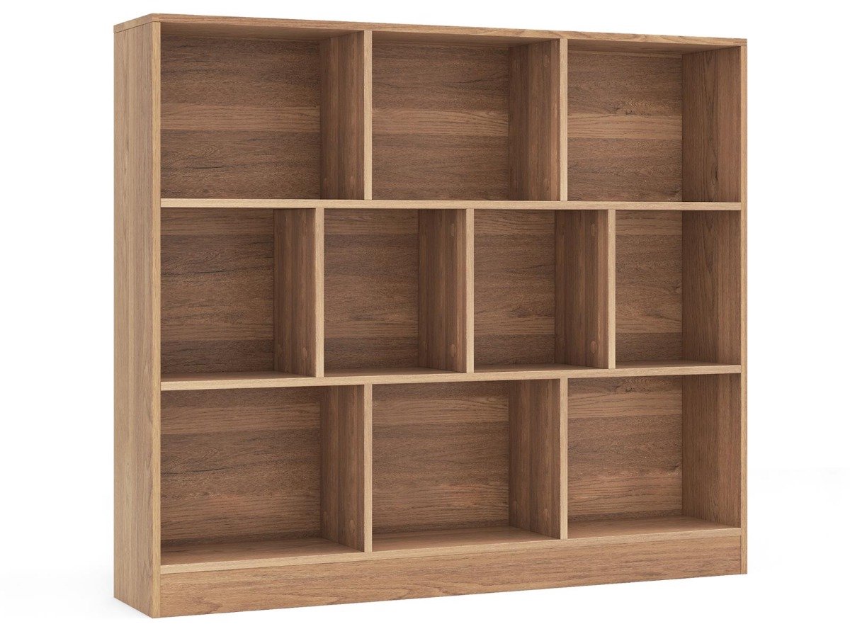 SureDeal® - Opbergrek - Boekenkast - Vakken Vrijstaande Opbergmeubel - Drie Niveaus Houten - 120x24x104 cm - Naturel
